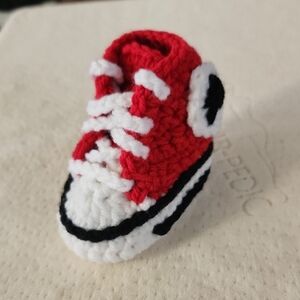 Handmade Red and White Kids Crochet Shoe  MADE by MOORE ESSENCE with LOVE.